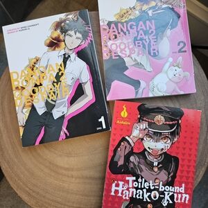 2/$50: 3 Manga Books- DanganRonpa 2 Goodbye Despair 1&2; Toilet-bound Hanako-kun